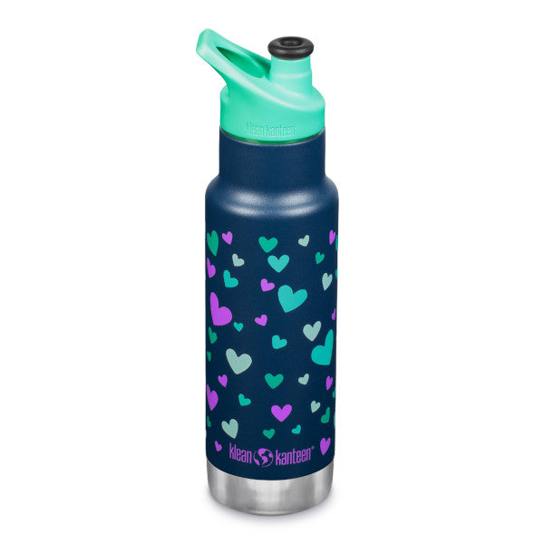 Klean Kanteen® Edelstahl Kinder-ISO-Trinkflasche Sport Cap 355ml Navy Hearts