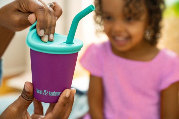 Klean Kanteen Edelstahl Trinkbecher Kid Cup mit Deckel & Trinkhalm