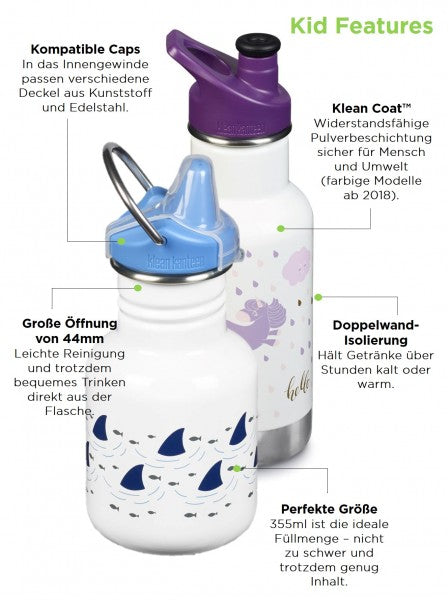 Klean Kanteen® Edelstahl Kinder-Trinkflasche Sport Cap 355ml Mermaids